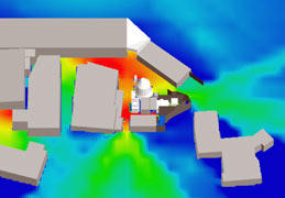 図2 ジオノイズを使った工場の騒音シミュレーション例