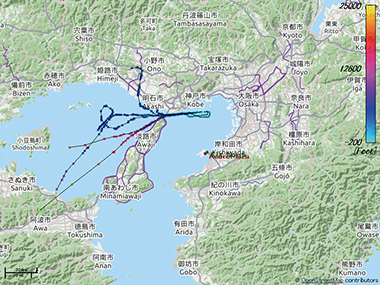 図15　PSSRによる神戸の航跡取得の例（広域）