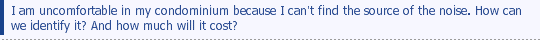 I am uncomfortable in my condominium because I can't find the source of the noise. How can we identify it? And how much will it cost?