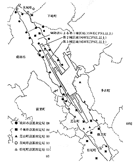 図－2 新東京国際空港周辺の航空機騒音常時監視地点