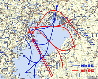 図1 羽田空港離着陸機の主な飛行経路