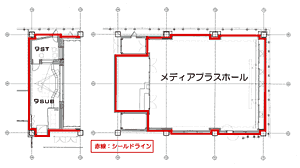 図4 12,13階平面図とシールドライン
