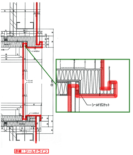 図6 窓の断面図とシールドライン