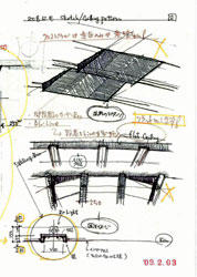 図4 計画中のスケッチ集...天井のイメージ