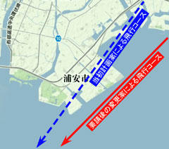 図2 浦安市内における飛行コース案