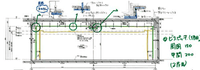 図面2 ポイントとなる音響施工要領を現地で説明