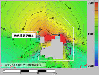 図3 原設計による騒音レベル予測コンター