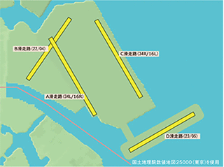 図1　羽田空港にある4本の滑走路