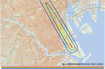 図7　C 滑走路着陸による最大騒音レベル分布図