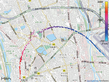 図9　MLATによる航跡データの例 （伊丹）