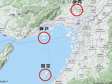 図10　関空・伊丹・神戸3空港の位置関係