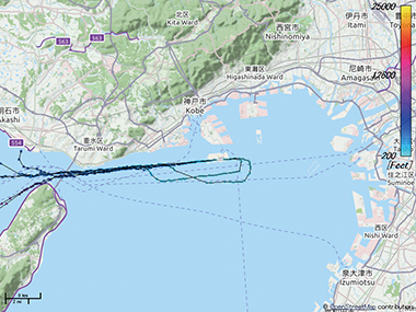 図16　PSSRによる神戸の航跡取得の例（空港周辺）